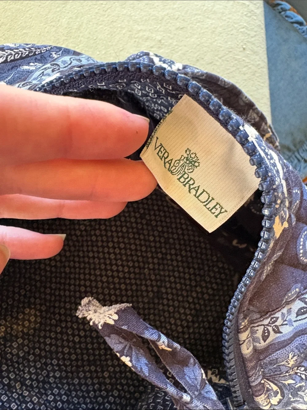 Vera Bradley Navy Quilted Floral Barrel Crossbody Bag